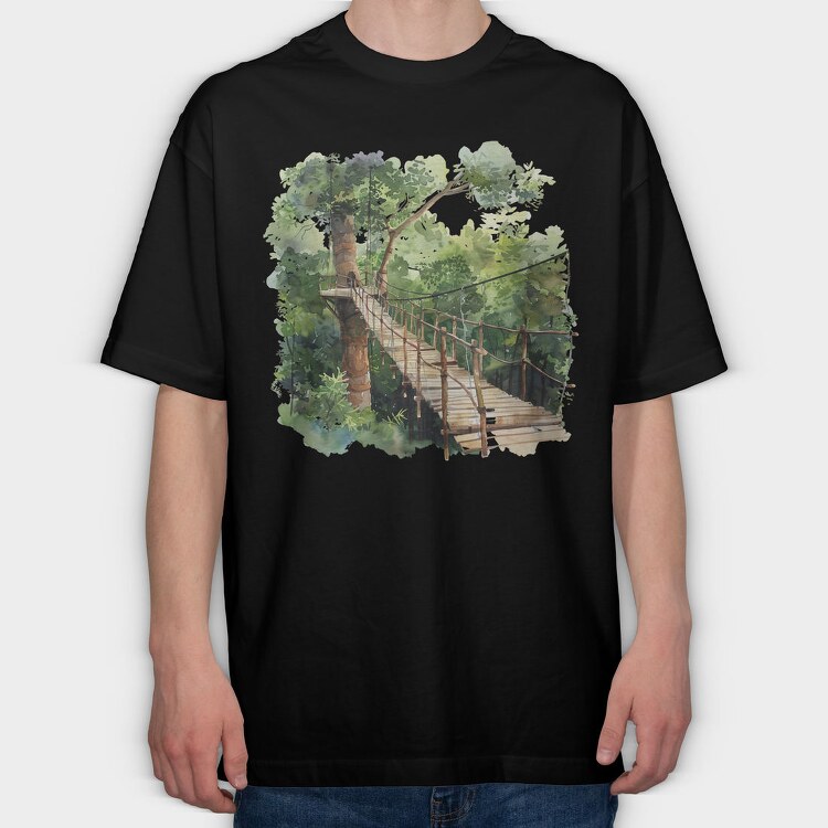 Treehouse Wooden Path, Tricou Oversize Barbati (Unisex)