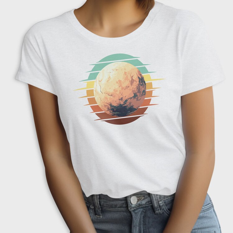 Pluto Retro Sunset Planet, Tricou Femei