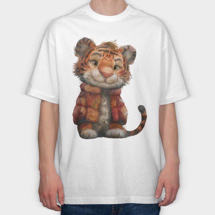 Tiger Patchwork Christmas, Tricou Oversize Barbati (Unisex)