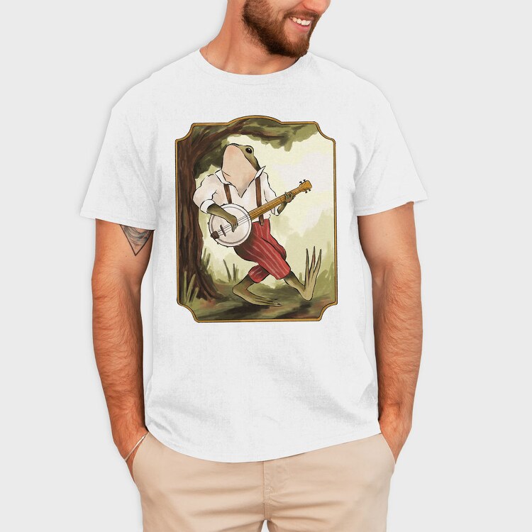 Banjo Frog Vintage Illustrations, Tricou Barbati (Unisex)