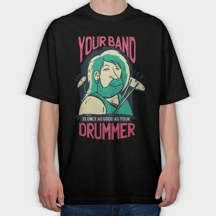 Drummer Quote, Tricou Oversize Barbati (Unisex)