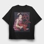 Demon Cat, Tricou Oversize Barbati (Unisex)