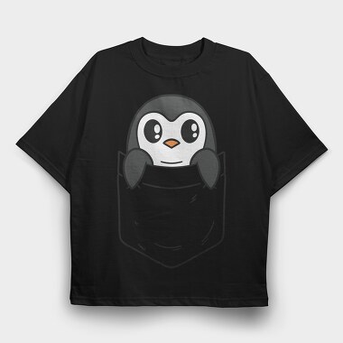 Pocket Penguin, Tricou Oversize Barbati (Unisex)