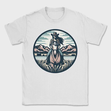 Cowgirl Riding Horse Scenic, Tricou Barbati (Unisex)