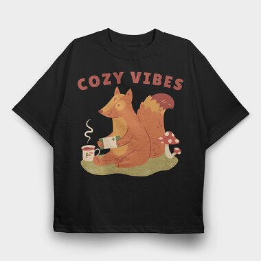 Cozy Vibes Gaming Squirrel Gamers Creators Ep, Tricou Oversize Barbati (Unisex)