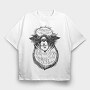 Creepy Alpaca, Tricou Oversize Barbati (Unisex)