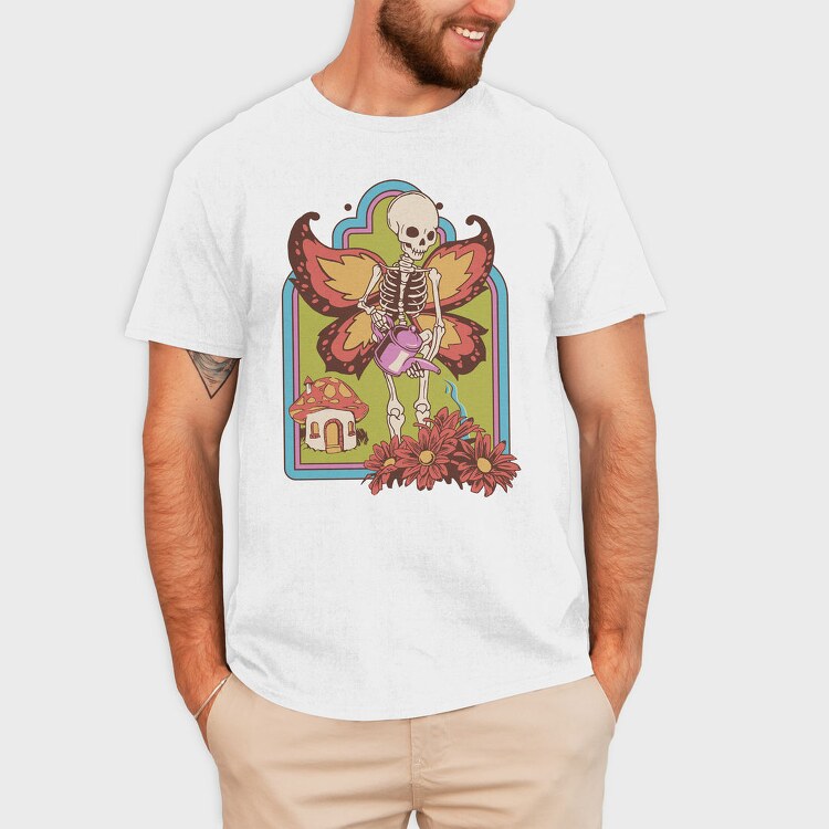 Skeleton And Flowers Skull Fairy, Tricou Barbati (Unisex)