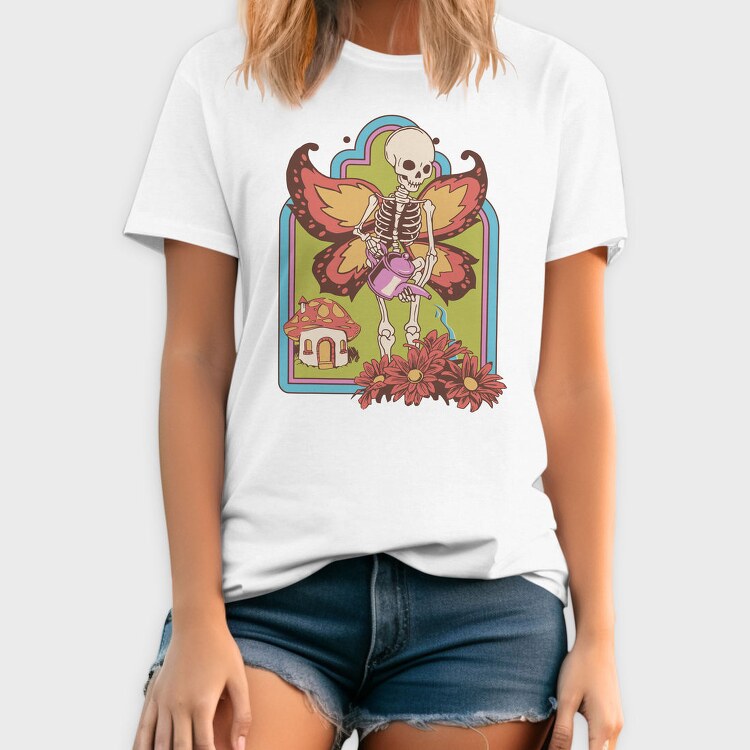 Skeleton And Flowers Skull Fairy, Tricou Barbati (Unisex)