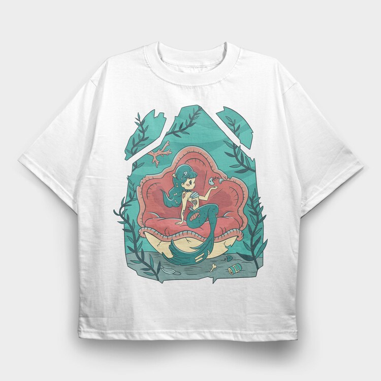 Creepy Halloween Mermaid Cute, Tricou Oversize Barbati (Unisex)