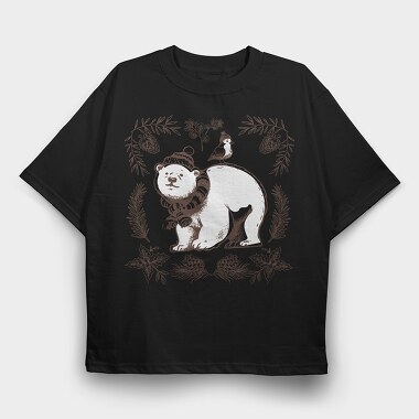 Polar Bear Animal Winter Throw Pillow, Tricou Oversize Barbati (Unisex)