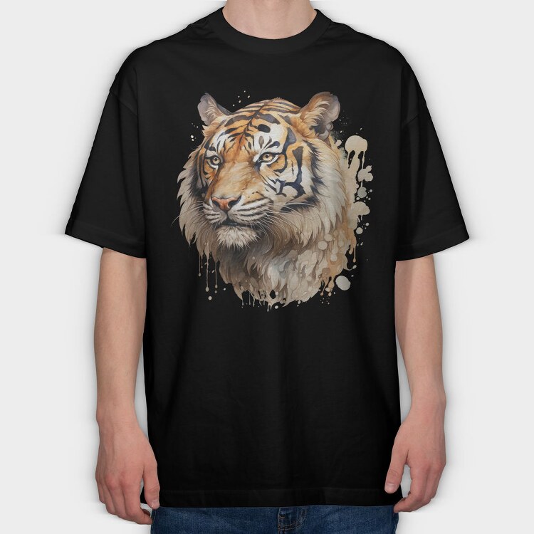 Tiger Watercolor Clipart, Tricou Oversize Barbati (Unisex)
