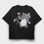 Drunk Cat With Drink, Tricou Oversize Barbati (Unisex)