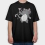 Drunk Cat With Drink, Tricou Oversize Barbati (Unisex)