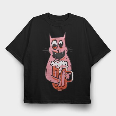 Drunk Cat, Tricou Oversize Barbati (Unisex)