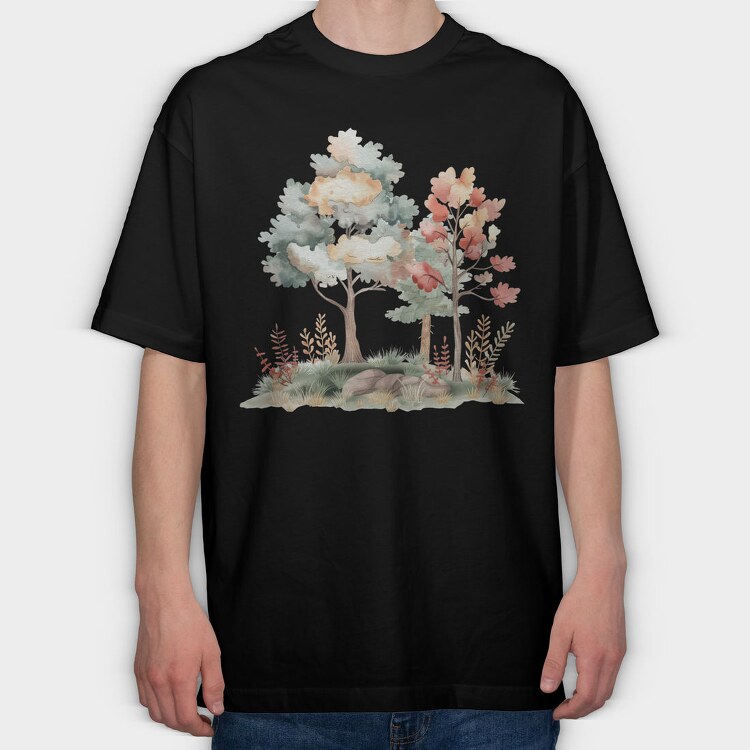 Trees In Forest, Tricou Oversize Barbati (Unisex)