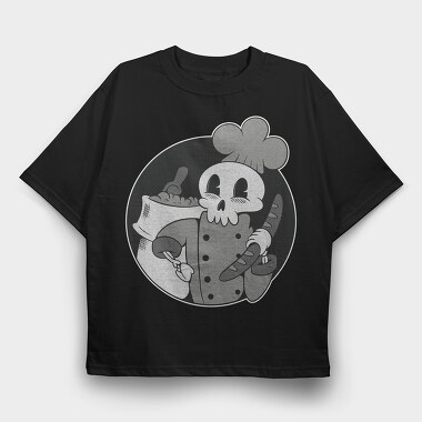 Skeleton Baker Retro Chef Cartoon, Tricou Oversize Barbati (Unisex)