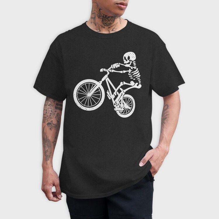Skeleton Biker Skull Bike Silhouette, Tricou Barbati (Unisex)