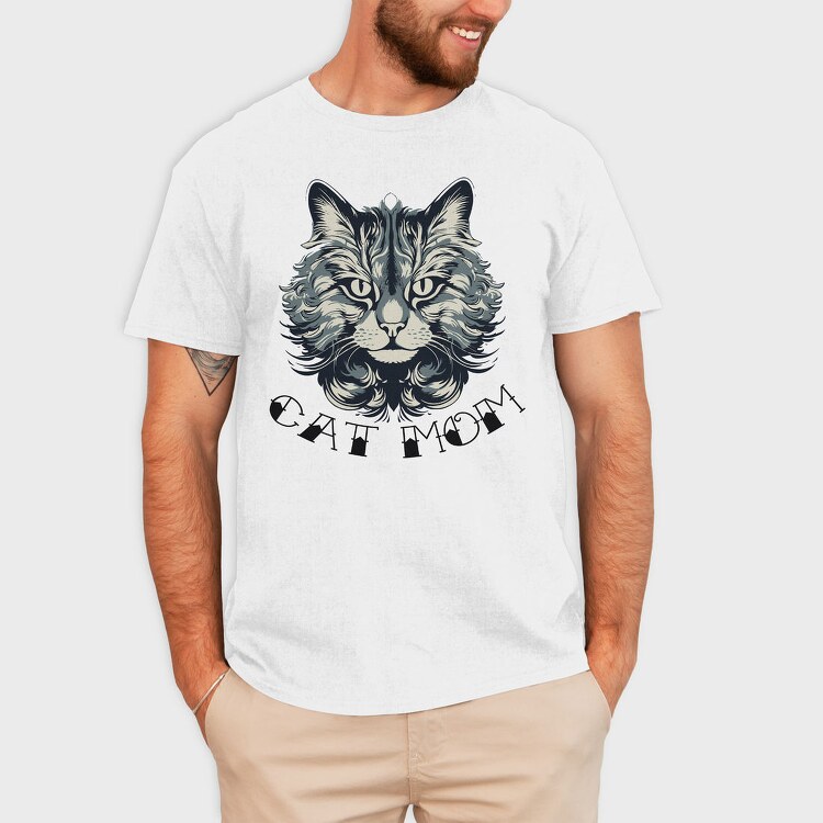 Detailed Cat Mom, Tricou Barbati (Unisex)