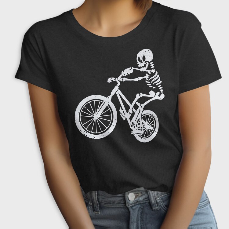 Skeleton Biker Skull Bike Silhouette, Tricou Femei