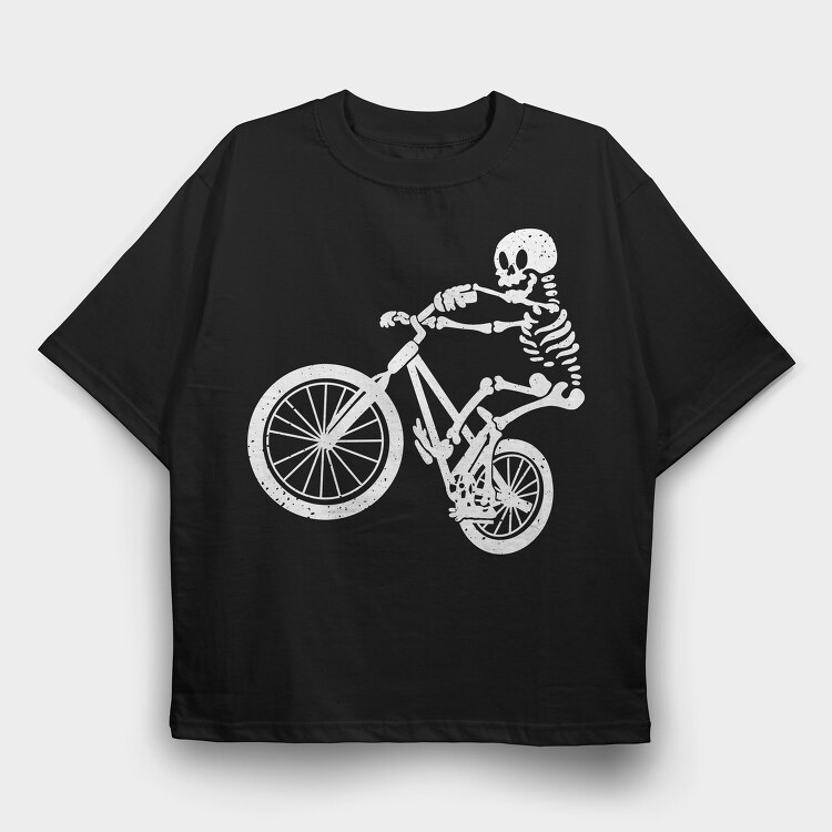 Skeleton Biker Skull Bike Silhouette, Tricou Oversize Barbati (Unisex)