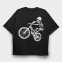 Skeleton Biker Skull Bike Silhouette, Tricou Oversize Barbati (Unisex)