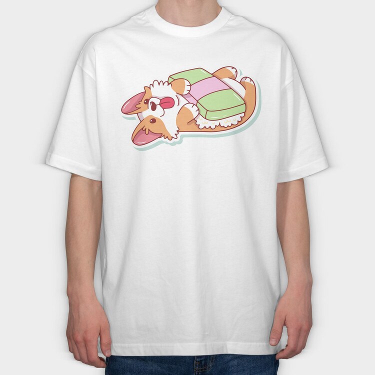 Corgi Nap Time, Tricou Oversize Barbati (Unisex)