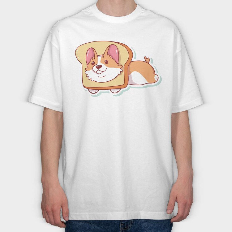 Corgi Toast Slice, Tricou Oversize Barbati (Unisex)
