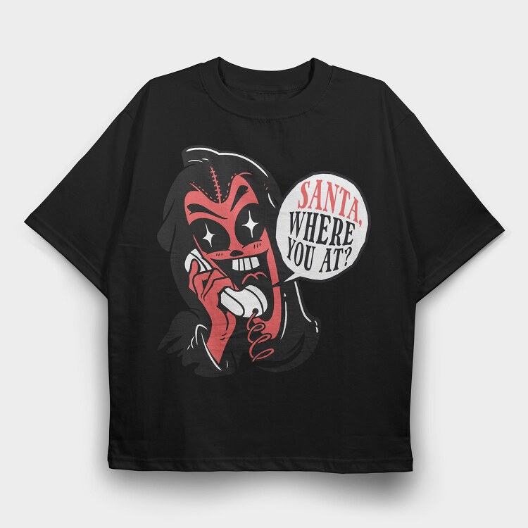 Devil Calling Santa, Tricou Oversize Barbati (Unisex)