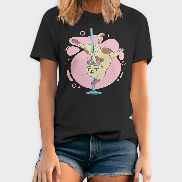Pole Dancing Cat Cartoon, Tricou Barbati (Unisex)