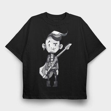 Character Holding Guitar Punk, Tricou Oversize Barbati (Unisex)
