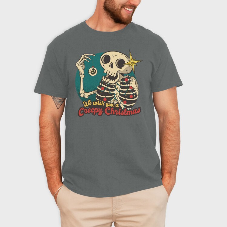 Skeleton Christmas Creepy Cartoon, Tricou Barbati (Unisex)