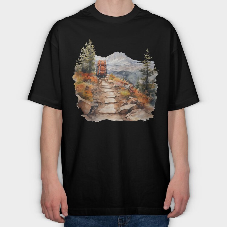 Trail Backpack Mountain, Tricou Oversize Barbati (Unisex)