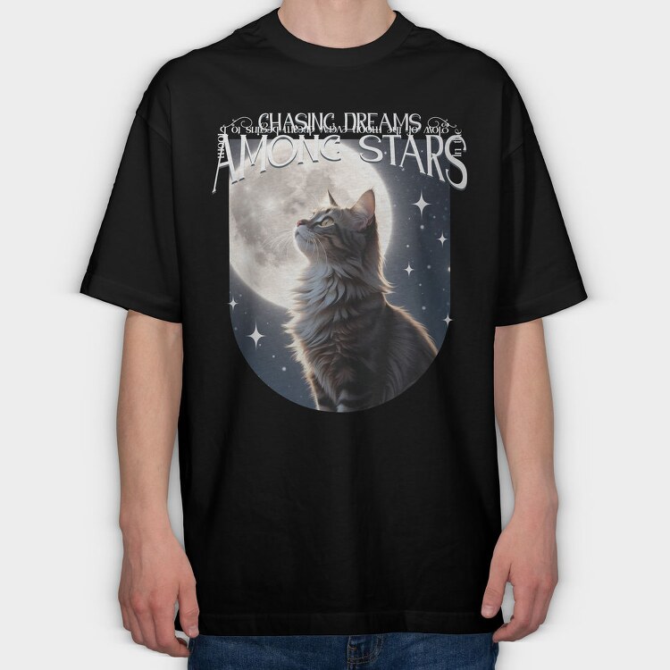 Chasing Dreams Among The Stars Cat Trend, Tricou Oversize Barbati (Unisex)