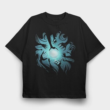 Hands Around Magical Ball Of Dark Light, Tricou Oversize Barbati (Unisex)