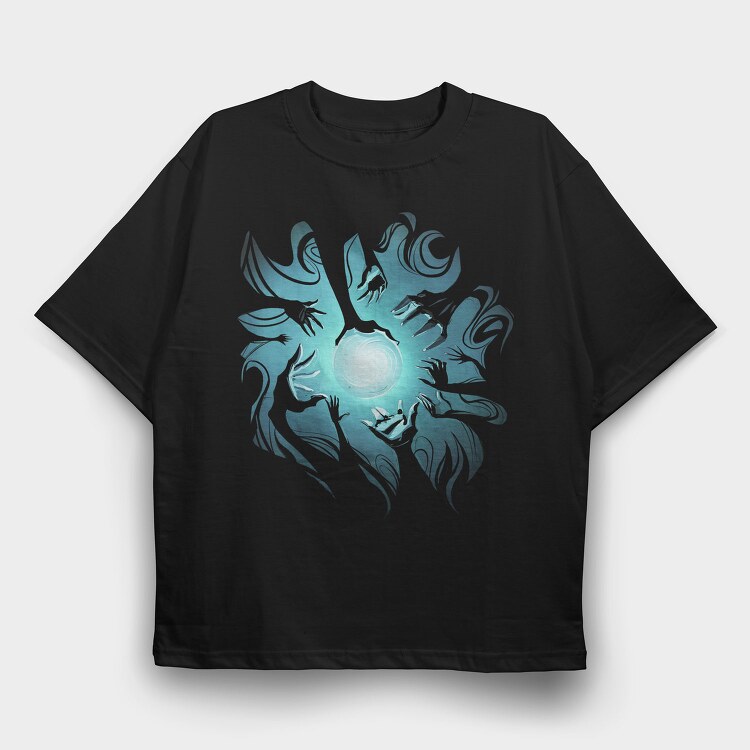 Hands Around Magical Ball Of Dark Light, Tricou Oversize Barbati (Unisex)