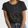 Polygonal Cat Rainbow Gradient, Tricou Femei