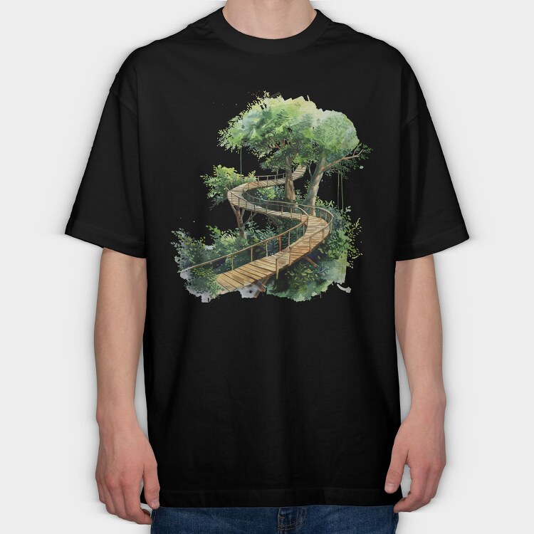 Tree House Pathway, Tricou Oversize Barbati (Unisex)