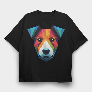 Polygonal Jack Russell Dog 2, Tricou Oversize Barbati (Unisex)