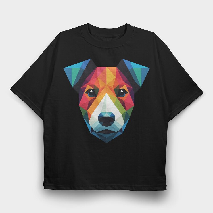 Polygonal Jack Russell Dog 2, Tricou Oversize Barbati (Unisex)