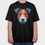 Polygonal Jack Russell Dog 2, Tricou Oversize Barbati (Unisex)