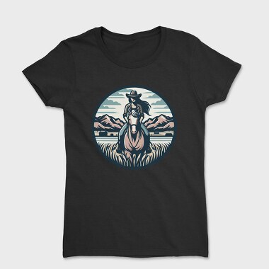 Cowgirl Riding Horse Scenic, Tricou Femei
