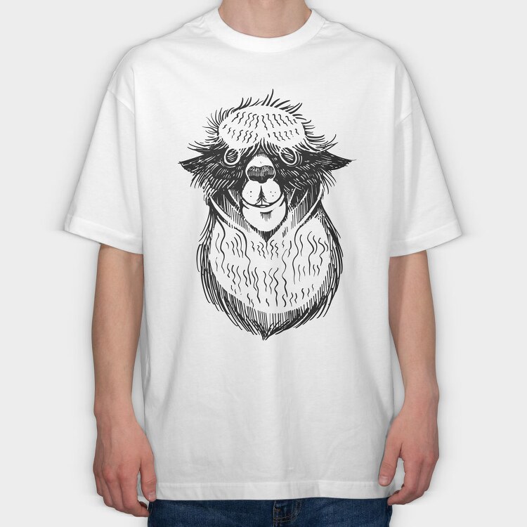 Creepy Alpaca, Tricou Oversize Barbati (Unisex)