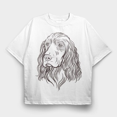 Cocker Illustration Spaniel Dog, Tricou Oversize Barbati (Unisex)