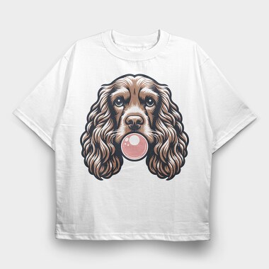 Cocker Spaniel Chewing Gum, Tricou Oversize Barbati (Unisex)