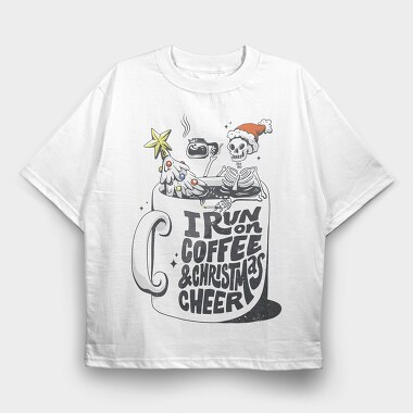 Coffee Christmas Skeleton Anti Santa Addicted, Tricou Oversize Barbati (Unisex)