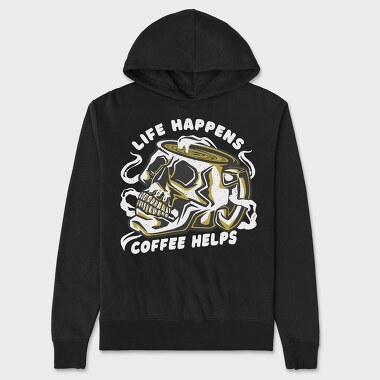 Coffee Skull Cofee Hellps, Hanorac Oversize Barbati (Unisex)