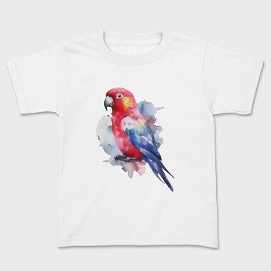 Colorful Parrot Magnificent Rosella Watercolor, Tricou Copii