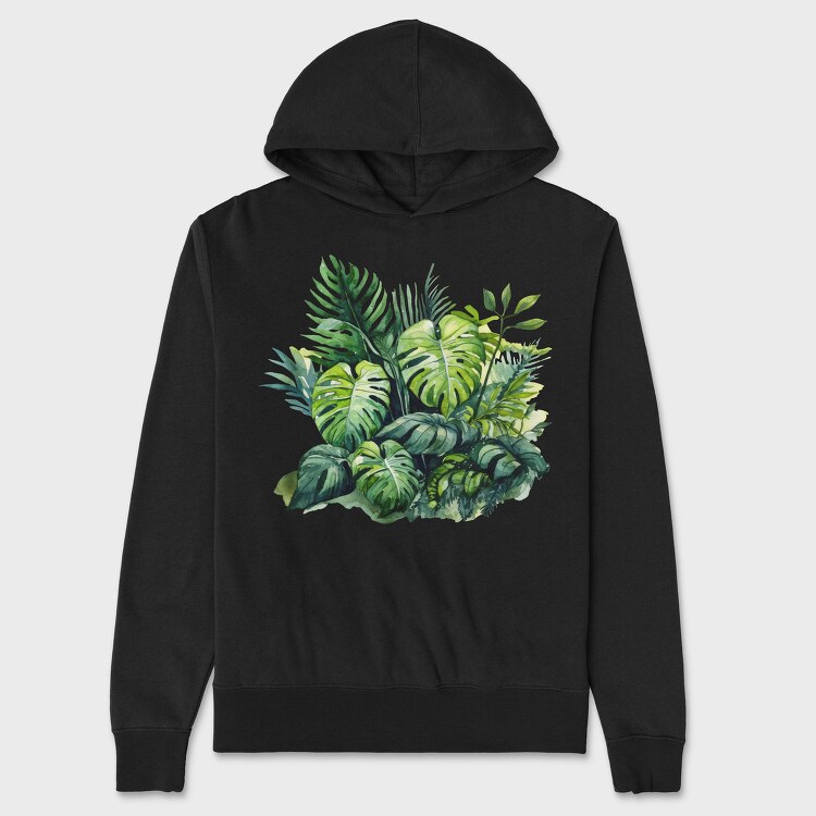Tropical Monstera Leaves, Hanorac Oversize Barbati (Unisex)