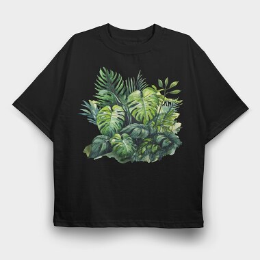 Tropical Monstera Leaves, Tricou Oversize Barbati (Unisex)