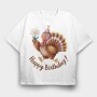 Turkey Party Flower, Tricou Oversize Barbati (Unisex)
